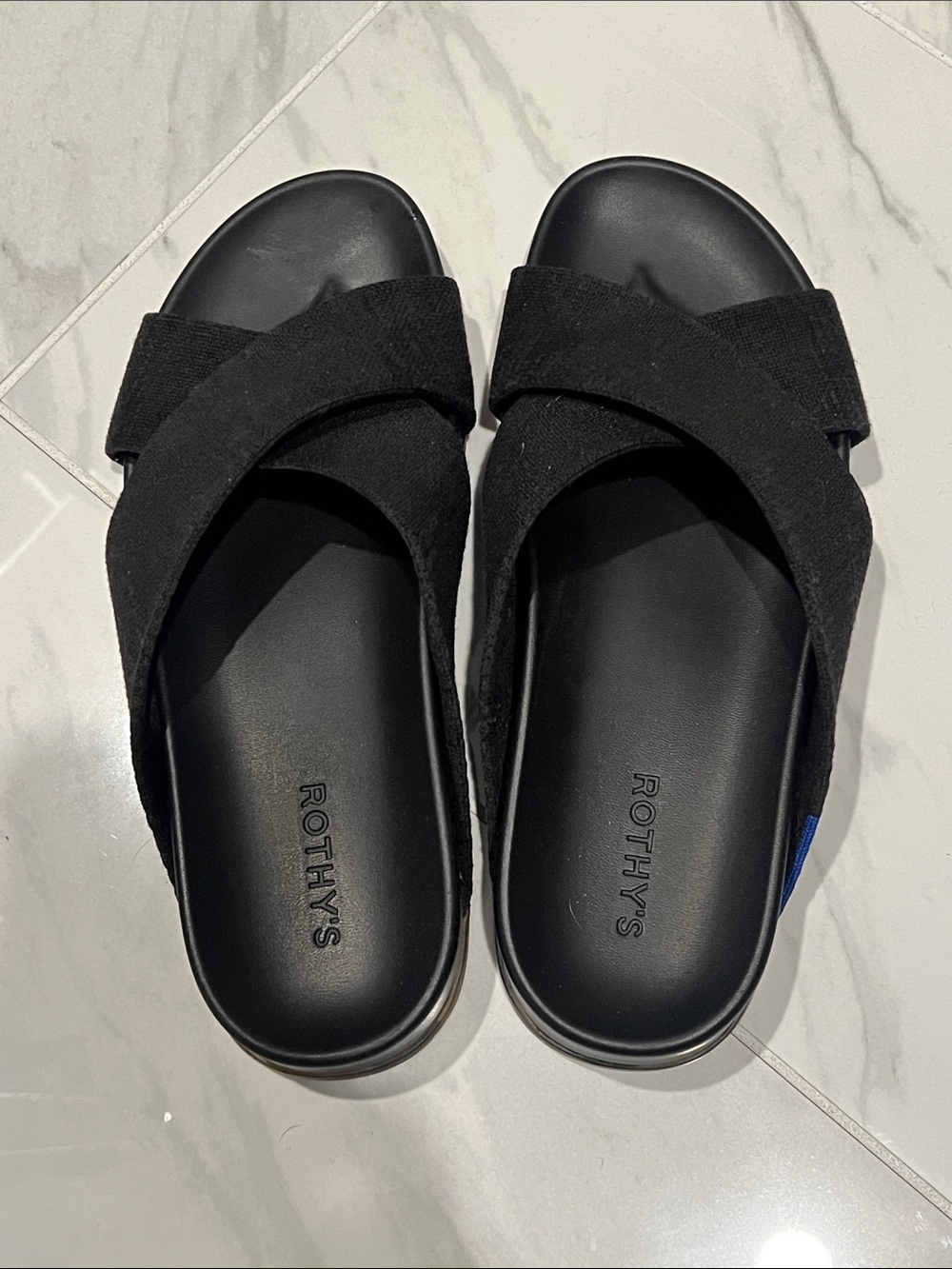 Rothy's Black Cross-Over Slide Sandals